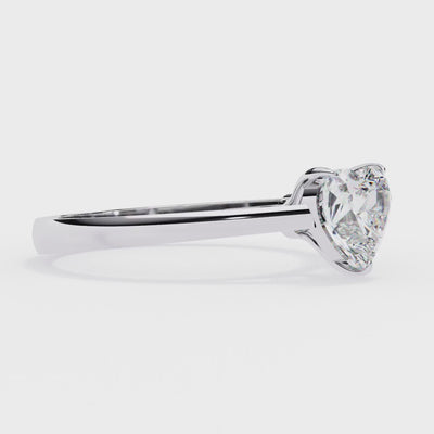 Heart diamond cathedral solitaire engagement ring in white gold #WHITE GOLD