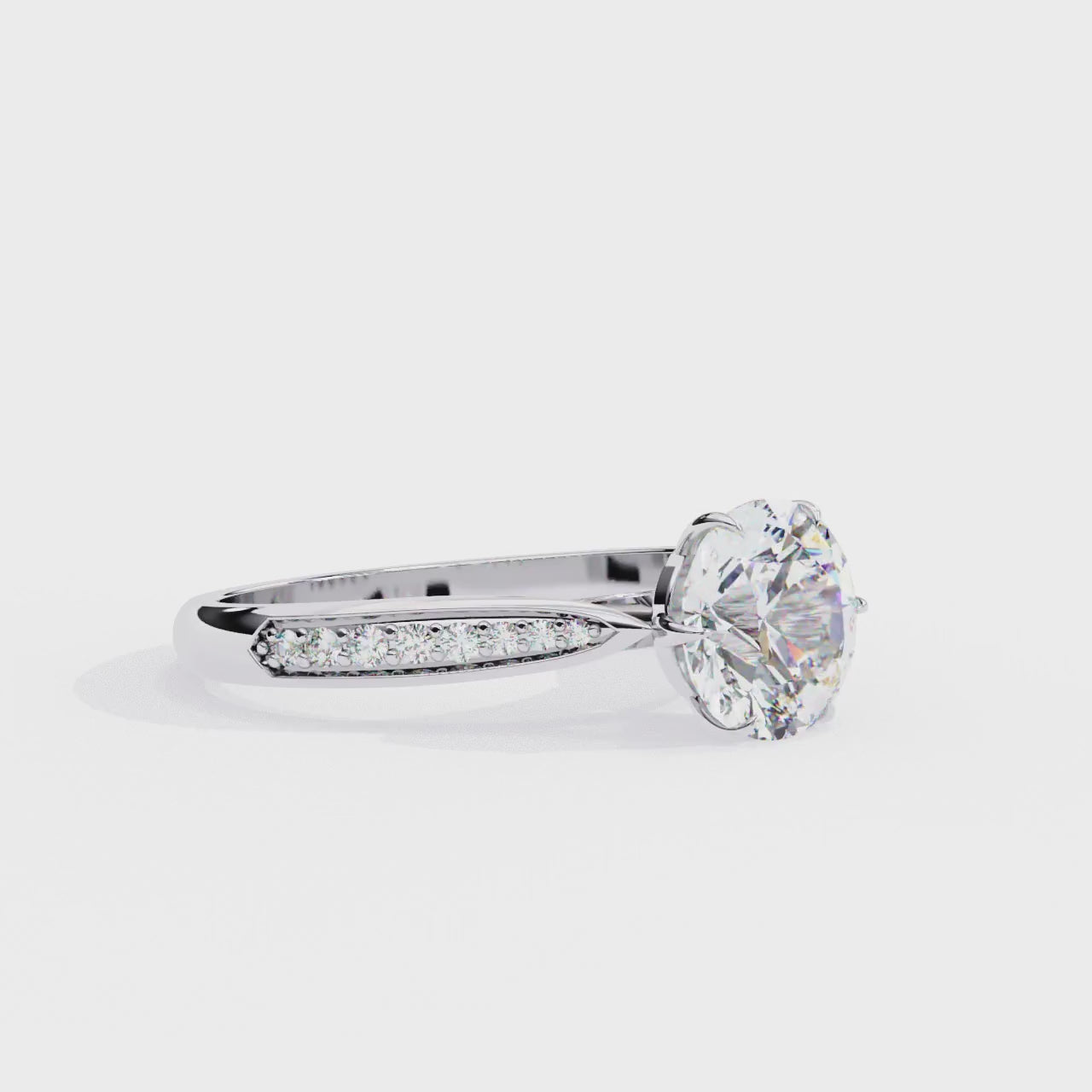 ROUND-CUT SOLITAIRE LAB-GROWN DIAMOND RING IN WHITE GOLD WITH CATHEDRAL SETTING ##WHITE GOLD