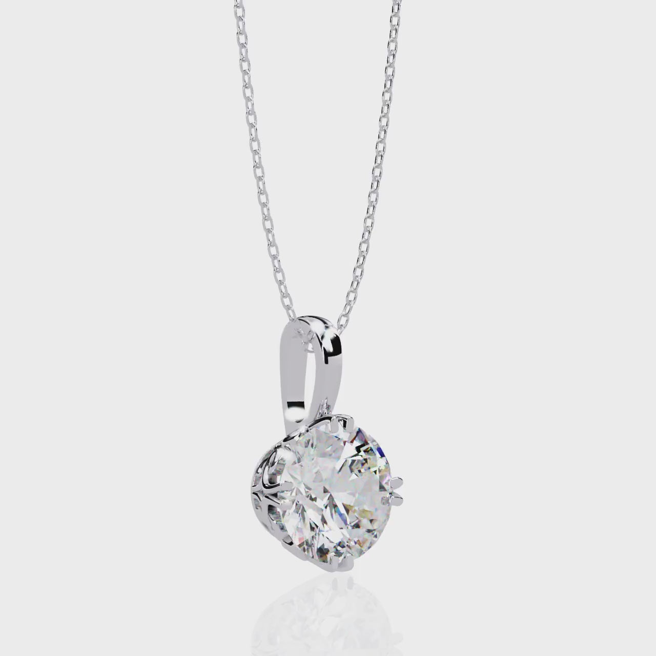WHITE GOLD LAB GROWN ROUND-CUT DIAMOND SOLITAIRE PENDANT ##WHITE GOLD