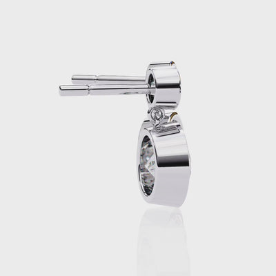 LAB-GROWN DIAMOND EARRING ROUND BEZEL DROP DESIGN VVS TO VS+ D-F WHITE GOLD #WHITE GOLD