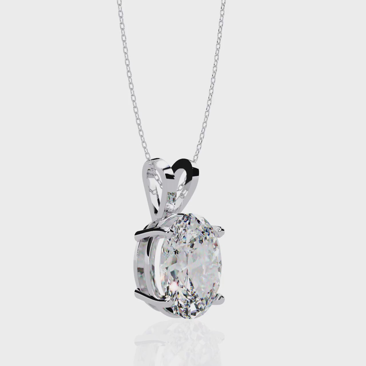 OVAL-CUT LAB-GROWN DIAMOND SOLITAIRE WHITE GOLD PENDANT ##WHITE GOLD