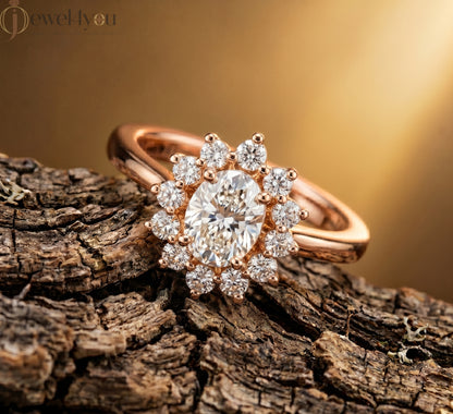 OVAL DIAMOND ROSE GOLD SOLITAIRE RING 