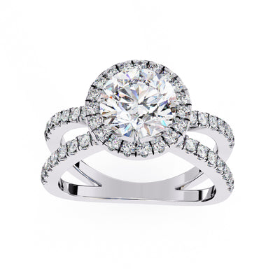 ROUND DIAMOND WHITE GOLD HALO RING 