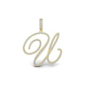 Luxuriant Cursive Initial Letter U Lab-Grown Diamond Pendant