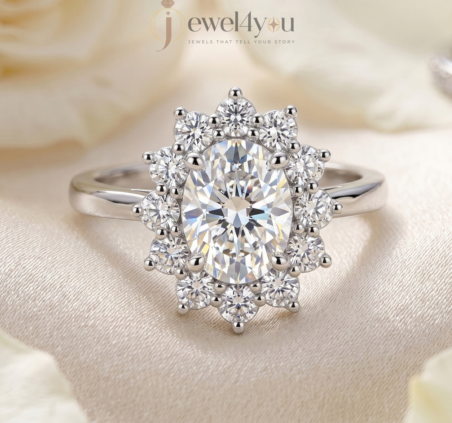OVAL DIAMOND WHITE GOLD SOLITAIRE RING ##WHITE GOLD