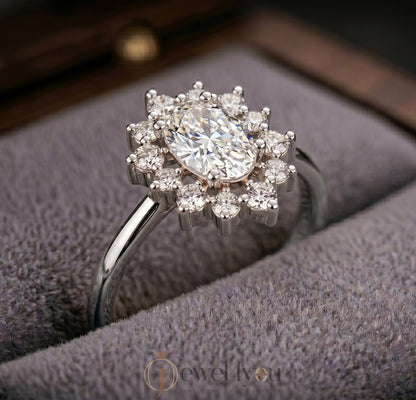 OVAL DIAMOND WHITE GOLD SOLITAIRE RING 