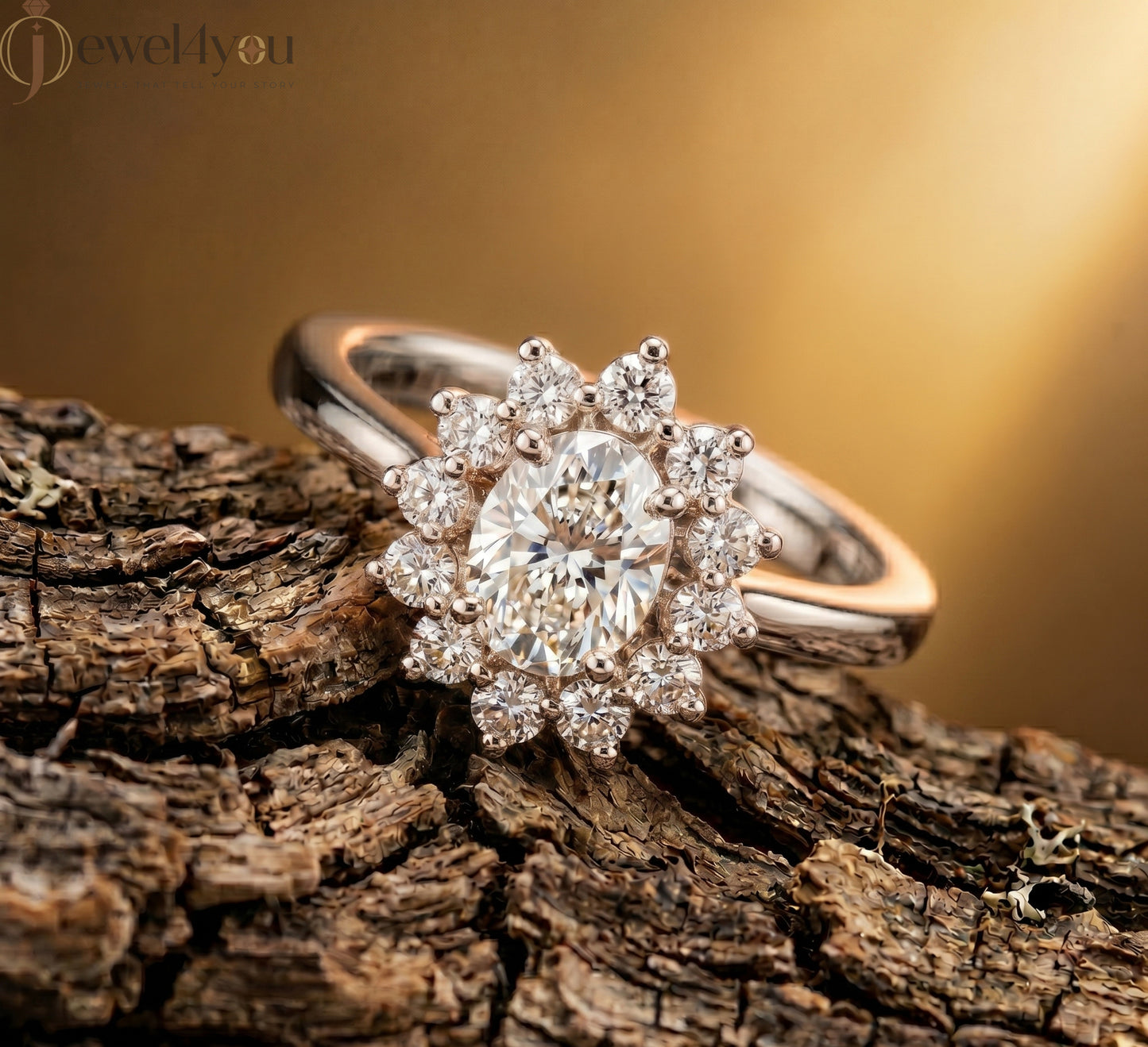 OVAL DIAMOND WHITE GOLD SOLITAIRE RING ##WHITE GOLD