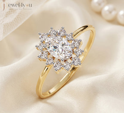 OVAL DIAMOND YELLOW GOLD SOLITAIRE RING 